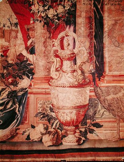 Január hónap, a „Les Maisons Royales” gobelinsorozatból, a Gobelins Workshopban XIV. Lajos számára készült (szőttes) (391182 részlet) alkotó: Charles (after) Le Brun
