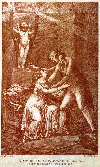 "Bocsásd meg nekem a hibáimat; szeretettel akarom jóvátenni őket." 18. század alkotó: Charles (after) Monnet