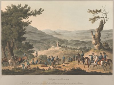 No.5. Sabugal a Coa folyón A franciák az előtérben a folyón való átkelésre készülő szövetségeseket őrzik alkotó: Charles (after) Turner