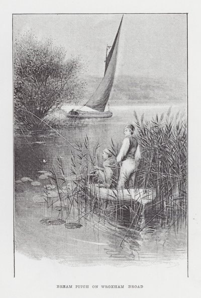Horgászat: Bream Pitch on Wroxham Broad (litho) alkotó: Charles (after) Whymper