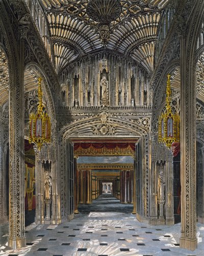 Konzervatórium, Richard Reeve (született 1780-ban) metszete, Charles Wild (1781-1835) terve alapján, A királyi rezidenciák története című kötetből. alkotó: Charles (after) Wild
