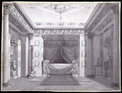 Tervezés egy birodalmi hálószobához, 1810 körül (toll és tinta, valamint akvarell papíron) alkotó: Charles (attr. to) Percier