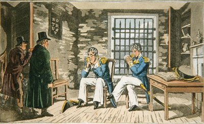 Tányér a John Mitford (1782-1831) 1818-as „The Adventures of Johnny Newcome in the Navy” című filmből (színes akvatinta) alkotó: Charles (c.1797 1850) (after) Williams