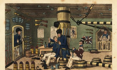 Midshipman Newcome vasláncba zárva a fegyverteremben, mert eltalálta Doktor Pestle-t alkotó: Charles (c.1797 1850) (after) Williams