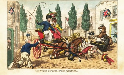 Midshipman Newcome beleütközött az admirális kétlovas kocsijába Gosportban alkotó: Charles (c.1797 1850) (after) Williams