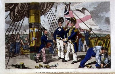 A Quarter Deck a csata előtt, lemez a John Mitford (1782-1831) „The Adventures of Johnny Newcome in the Navy” című filmből, 1818 (litho) alkotó: Charles (c.1797 1850) (after) Williams