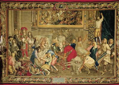 XIV. Lajos látogatása a Gobelin-gyárban alkotó: Charles (studio of ) Le Brun