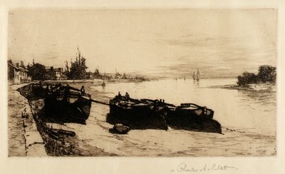 Csatornás hajók a Temzén alkotó: Charles A. Platt