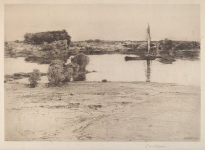 Cím nélkül (Folyami jelenet csónakkal) alkotó: Charles A. Platt
