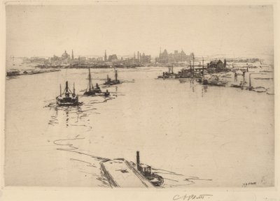 Williamsburg a hídról (vázlat) alkotó: Charles A. Platt