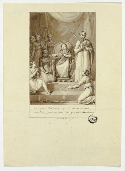 Jelenet Racine Athalie című művéből alkotó: Charles Abraham Chasselat