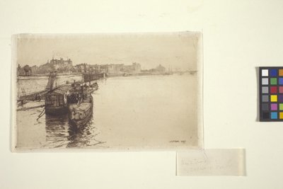 Személyhajók a Szajnán (tinta) alkotó: Charles Adams Platt