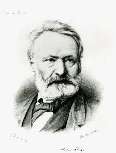 Victor Hugo (1802-85) portréja az "Album du Rappel"-ből, Edme Penauille (1871) fényképéről metszve 1869 alkotó: Charles Albert d Arnoux Bertall