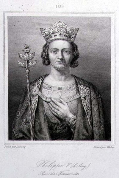 V. Fülöp, a „Magas” (1294-1322) Franciaország királya, Weber metszete (metszet) alkotó: Charles Alexandre (after) Debacq