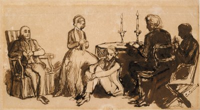 Egy este a Combes házában, 1850-1851 alkotó: Charles Allston Collins