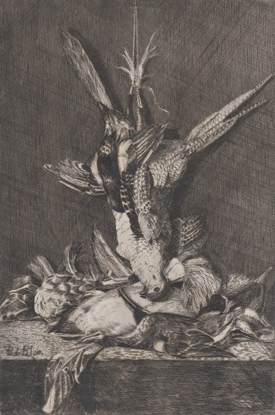 Vadásztrófea vadmadárral és articsókkal, 1850-1900. alkotó: Charles Alphonse Deblois
