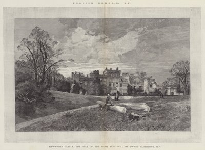 Hawarden kastély, a tiszteletreméltó William Ewart Gladstone parlamenti képviselő székhelye alkotó: Charles Auguste Loye