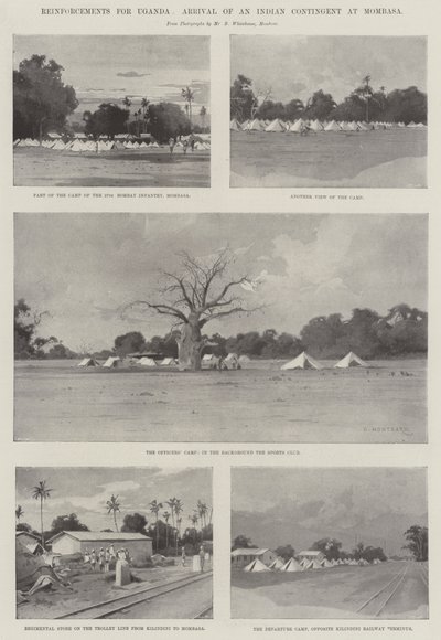 Erősítés Ugandában, egy indiai kontingens érkezése Mombasába alkotó: Charles Auguste Loye