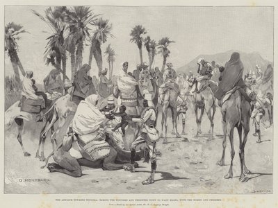 Az előrenyomulás Dongola felé, a sebesültek és a foglyok leszállítása Wady Halfára, a nőkkel és a gyerekekkel alkotó: Charles Auguste Loye