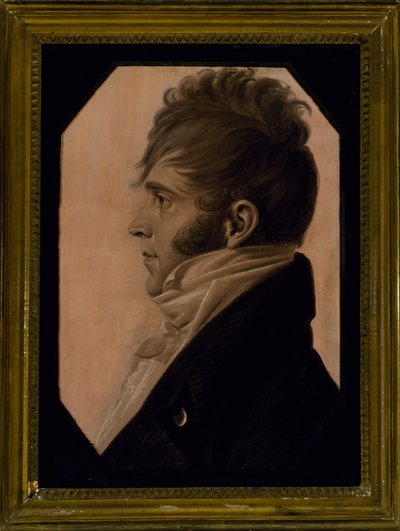 Férfi portréja, c. 1804 (fekete kréta fehérrel kiemelve rózsaszín papíron) alkotó: Charles Balthazar Julien Févret de Saint Mémin