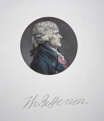 Thomas Jefferson (1743-1826) (színes metszet) alkotó: Charles Balthazar Julien Févret de Saint Mémin
