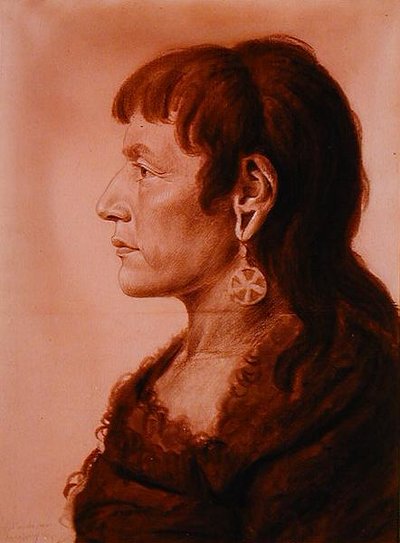 Iowa-i nő (ceruza és szén a papíron) alkotó: Charles Balthazar Julien Févret de Saint Mémin