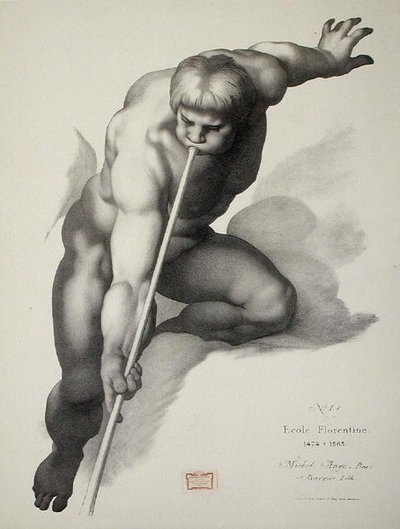 Angyal trombitán játszik, 1. lemez a Cours de Dessin II. kötetéből: „Modeles d