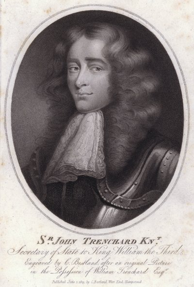 Sir John Trenchard angol politikus és III. Vilmos király alatti Északi Minisztérium államtitkára (metszet) alkotó: Charles Bestland