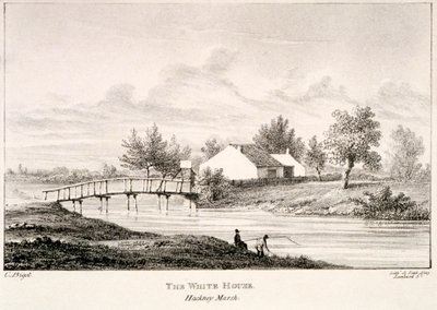 A Fehér Ház a Lea folyó partján, Hackney Marsh, London, 1830 alkotó: Charles Bigot