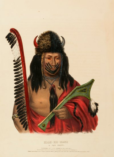 KISH-KE-KOSH. A FOX BRAVE, az Észak-Amerika indián törzseinek története című könyvből. alkotó: Charles Bird King