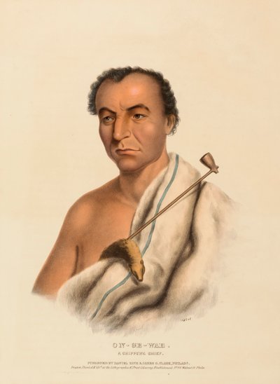 ON-GE-WAE. A CHIPPEWA CHIEF., az Észak-Amerika indián törzseinek története című kötetből. alkotó: Charles Bird King