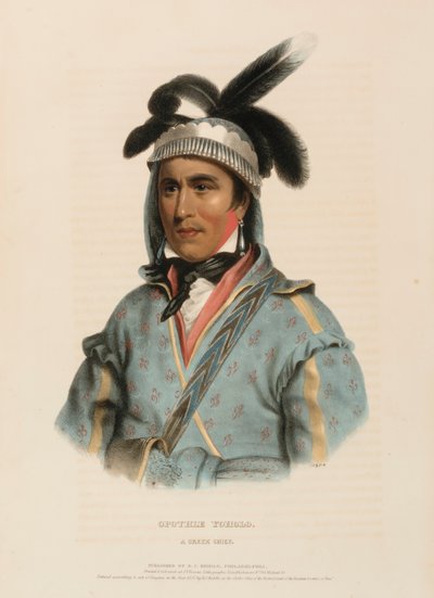 OPOTHLE YOHOLO. A CREEK CHIEF., az Észak-Amerika indián törzseinek története című könyvből. alkotó: Charles Bird King