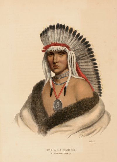 PET-A-LE-SHAR-RO. A PAWNEE BRAVE., az Észak-Amerika indián törzseinek története című könyvből. alkotó: Charles Bird King