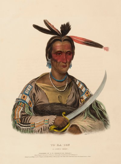 TO-KA-CON. A SIOUX CHIEF., az Észak-Amerika indián törzseinek története c. könyvből alkotó: Charles Bird King