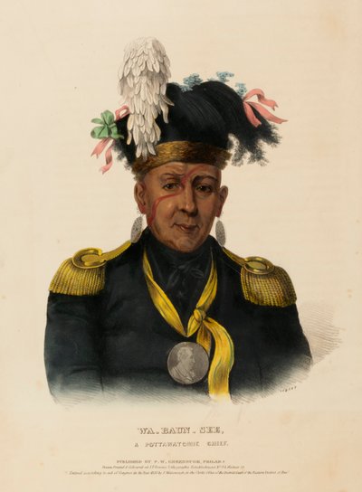 WA-BAUN-SEE, A POTTAWATOMIE CHIEF, az Észak-Amerika indián törzseinek története című könyvből. alkotó: Charles Bird King