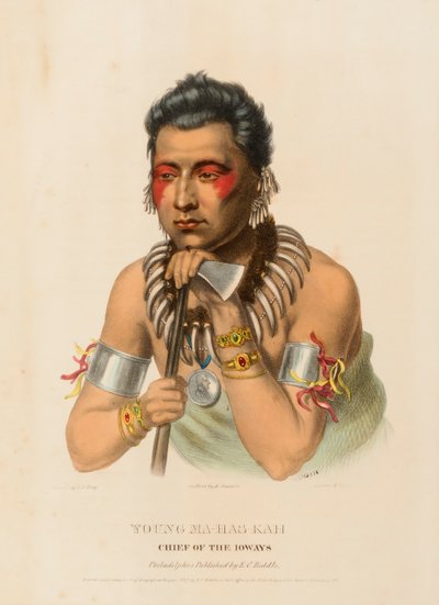 FIATAL MA-HAS-KAH. Az iowaiak főnöke, az Észak-Amerika indián törzseinek történetéből alkotó: Charles Bird King