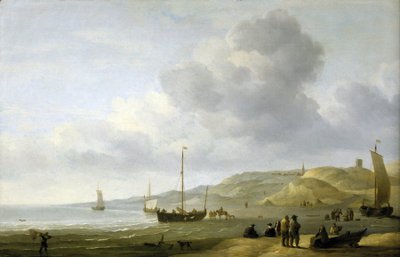 Jelenet a parton Scheveningen (Hollandia) közelében. Olaj, vászon alkotó: Charles Brooking