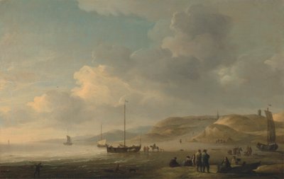 A tengerpart Scheveningen közelében halászórózsaszínekkel a parton alkotó: Charles Brooking