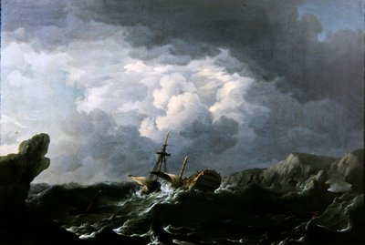 A HMS Lichfield roncsa Marokkó partjainál, 1758. november 29. (olaj, vászon) alkotó: Charles Brooking