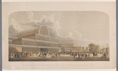 Gáz a Crystal Palace-ban Az ipari palota kereszthajója (külső nézet), a Prince of Wales Gate felől (cím a tárgyon) alkotó: Charles Burton