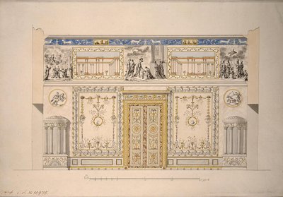 A Lyons Hall sárga rajzterem terve a Carskoje Selo Nagy Palotában, 1780-as évek eleje alkotó: Charles Cameron