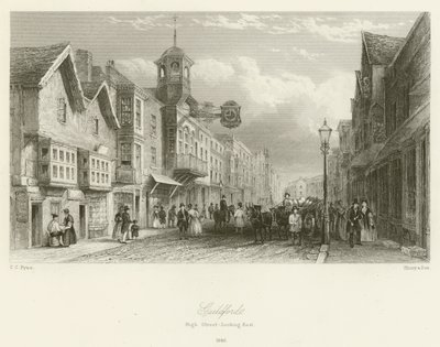 Guildford, High Street, keletre nézve, 1840 alkotó: Charles Claude Pyne