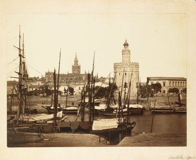 Katedrális, Torre del Oro és Guadalquivir folyó, Sevilla alkotó: Charles Clifford