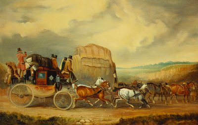 Az Exeter Londonba tartó Royal Mail elhaladt William Downe Exeter kocsijával alkotó: Charles Cooper Henderson