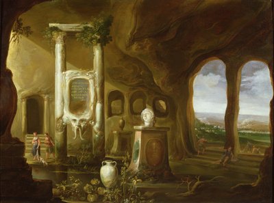 Augustus emlékműve, alakos barlangban, 17. század alkotó: Charles Cornelisz de Hooch