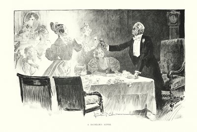 Egy agglegény vacsorája (litográfia) alkotó: Charles Dana Gibson