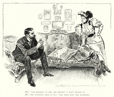 A férfiak hősök – kevesebb, mint fele legény (litho) alkotó: Charles Dana Gibson