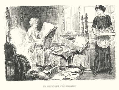 Az eljegyzés bejelentése (litográfia) alkotó: Charles Dana Gibson