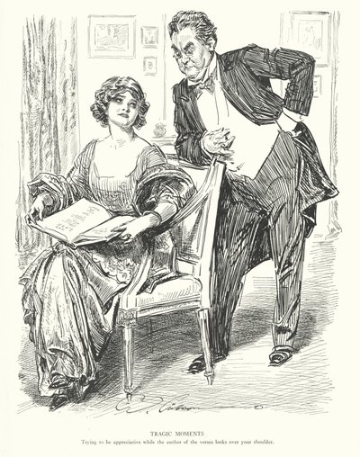 Tragikus pillanatok, Próbálj hálás lenni, miközben a versek szerzője átnéz a vállad felett (litho) alkotó: Charles Dana Gibson