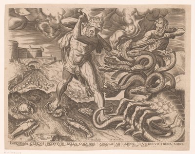Herkules legyőzi Lerna hidráját Hercules munkái Frans Floris után (sorozat címe) alkotó: Charles David
